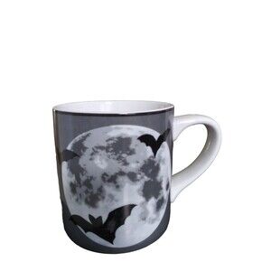 WILLIAMS-SONOMA Halloween Full Moon Mug Coffee Mug Tea Cup Gray & Black NWT‎